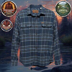 Orvis Heavyweight Flannel Shirt – Blue Plaid – Size S – NWT